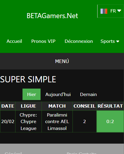 pari VIP gagné ticket